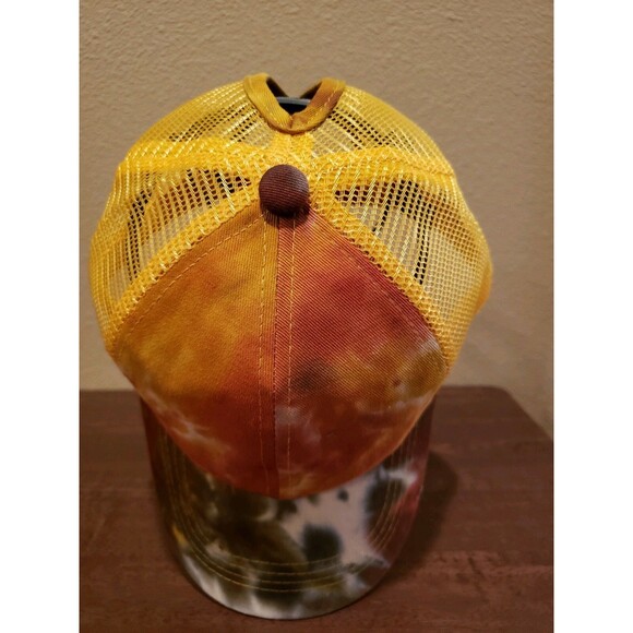 CC Tie Dyed High Bun Ponytail Hat Mustard Color SUPER CUTE Spring Hat - Picture 12 of 12